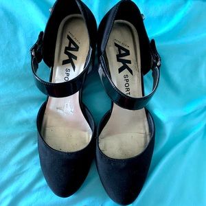 Anne Klein, black wedge shoes, size 10